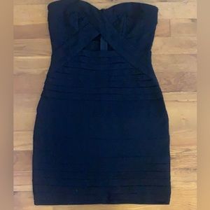 Tobi Black Wrap Mini Strapless Dress with Cut Out - like new!
